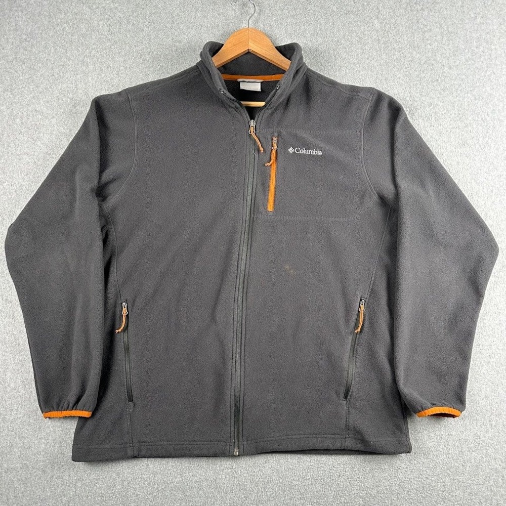 Columbia Fast Trek‎ II Full Zip Fleece Jacket Mens Large Gray Orange XM1507